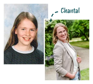 Portret Chantal toen en nu