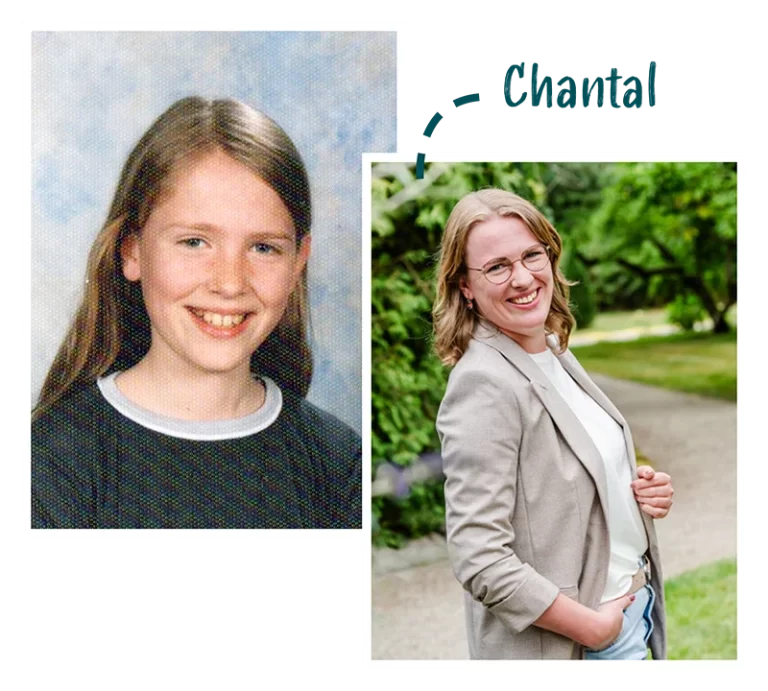 Portret Chantal toen en nu