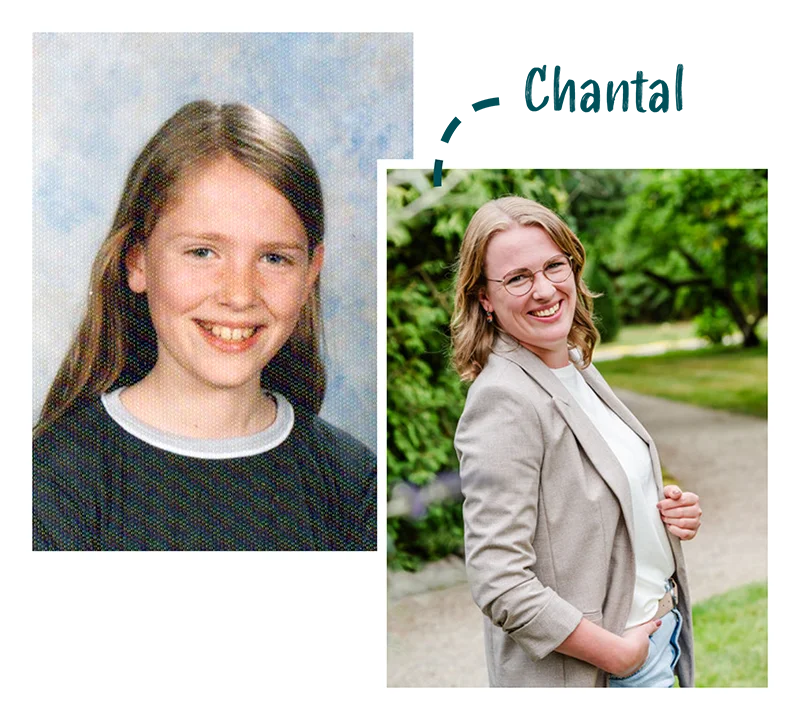 Portret Chantal toen en nu